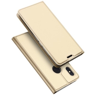 „Dux Ducis“ Skin serijos Xiaomi Redmi Note 5 2018 (Redmi Note 5 Pro) auksinis odinis atverčiamas dėklas / Priedai.lt