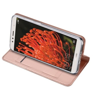 „Dux Ducis“ Skin serijos Huawei Y6 2018 (Honor 7A) rožinis odinis atverčiamas dėklas / Priedai.lt