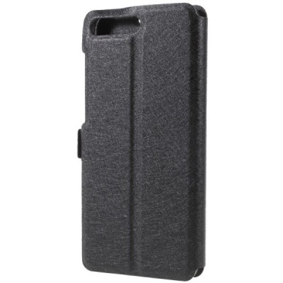 Huawei Y6 2018 ir Huawei Honor 7A dual window atverčiamas juodas dėklas / Priedai.lt