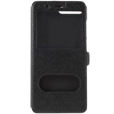 Huawei Y6 2018 ir Huawei Honor 7A dual window atverčiamas juodas dėklas / Priedai.lt