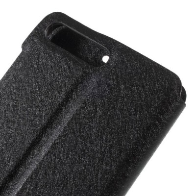 Huawei Y6 2018 ir Huawei Honor 7A dual window atverčiamas juodas dėklas / Priedai.lt