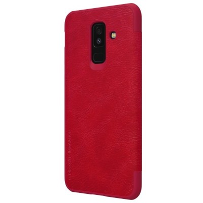 Prabangus „Nillkin“ Qin serijos raudonas odinis atverčiamas Samsung Galaxy A6+ 2018 (A605F) dėklas - knygutė / Priedai.lt