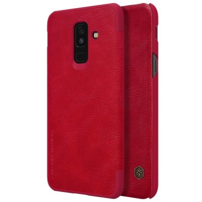 Prabangus „Nillkin“ Qin serijos raudonas odinis atverčiamas Samsung Galaxy A6+ 2018 (A605F) dėklas - knygutė / Priedai.lt