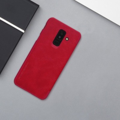 Prabangus „Nillkin“ Qin serijos raudonas odinis atverčiamas Samsung Galaxy A6+ 2018 (A605F) dėklas - knygutė / Priedai.lt