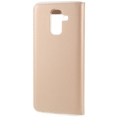 Samsung Galaxy A6+ 2018 (A605F) atverčiamas auksinis dėklas su langeliu / Priedai.lt