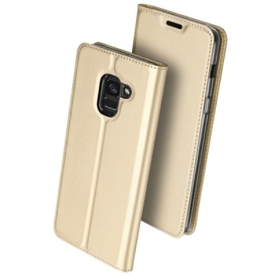 „Dux Ducis“ Skin serijos Samsung Galaxy J6 2018 (J600) auksinis odinis atverčiamas dėklas / Priedai.lt