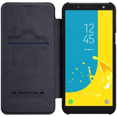 Prabangus „Nillkin“ Qin serijos juodas odinis atverčiamas Samsung Galaxy J6 2018 (J600) dėklas / Priedai.lt