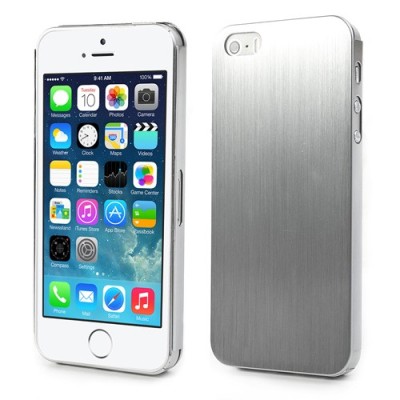 Sidabrinis šlifuoto metalo Apple iPhone SE (5, 5s) dėklas / Priedai.lt