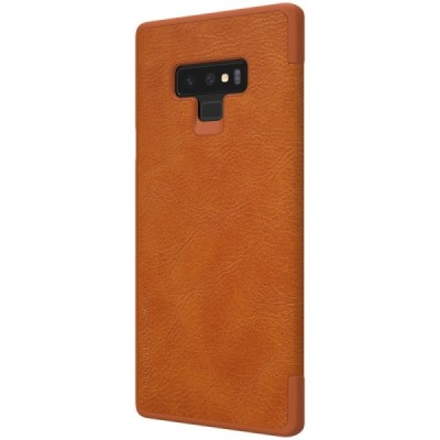 Prabangus „Nillkin“ Qin serijos rudas odinis atverčiamas Samsung Galaxy Note 9 (N960F) dėklas / Priedai.lt
