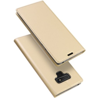 „Dux Ducis“ Skin serijos Samsung Galaxy Note 9 (N960F) auksinis odinis atverčiamas dėklas / Priedai.lt