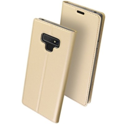 „Dux Ducis“ Skin serijos Samsung Galaxy Note 9 (N960F) auksinis odinis atverčiamas dėklas / Priedai.lt