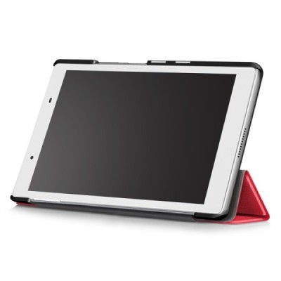 Lenovo Tab4 8.0 (TB-8504F) atverčiamas raudonas odinis dėklas (sulankstomas) / Priedai.lt