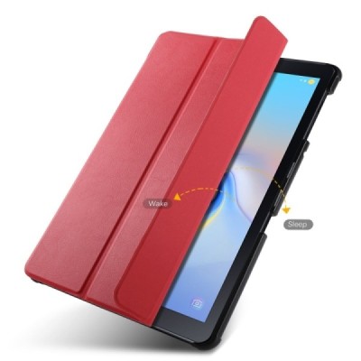 Samsung Galaxy Tab A 10.5 2018 (T590, T595) atverčiamas raudonas odinis dėklas - knygutė / Priedai.lt