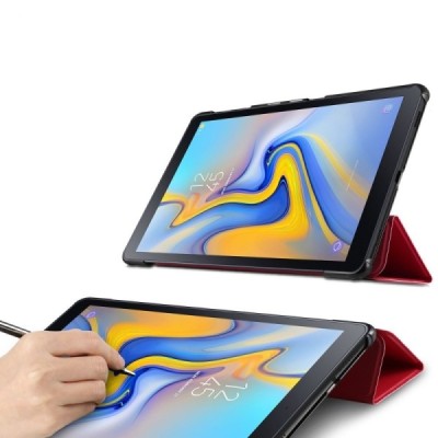 Samsung Galaxy Tab A 10.5 2018 (T590, T595) atverčiamas raudonas odinis dėklas - knygutė / Priedai.lt