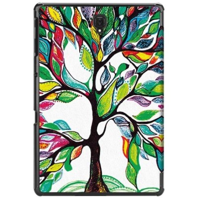 Samsung Galaxy Tab A 10.5 2018 (T590, T595) Wood atverčiamas spalvotas, baltas odinis dėklas - knygutė / Priedai.lt