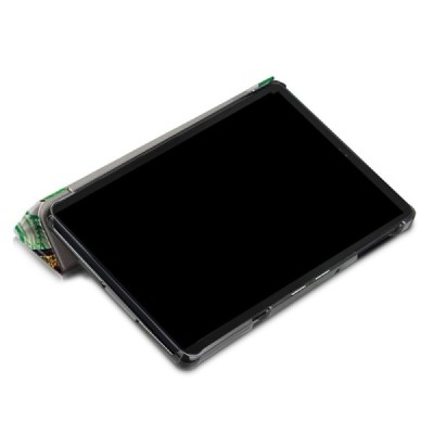 Samsung Galaxy Tab A 10.5 2018 (T590, T595) Wood atverčiamas spalvotas, baltas odinis dėklas - knygutė / Priedai.lt