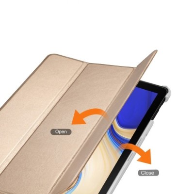 Samsung Galaxy Tab S4 10.5 (T835, T830) atverčiamas auksinis odinis dėklas - knygutė (sulankstomas) / Priedai.lt