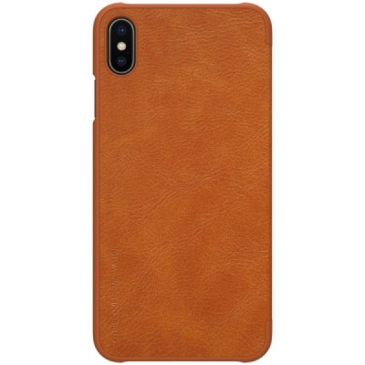 Prabangus „Nillkin“ Qin serijos rudas odinis atverčiamas Apple iPhone Xs Max dėklas / Priedai.lt