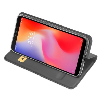 „Dux Ducis“ Skin serijos Xiaomi Redmi 6A juodas odinis atverčiamas dėklas / Priedai.lt