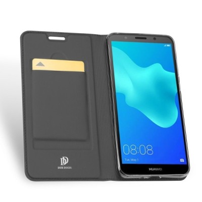 „Dux Ducis“ Skin serijos Huawei Y5 2018 (Honor 7S) juodas odinis atverčiamas dėklas / Priedai.lt
