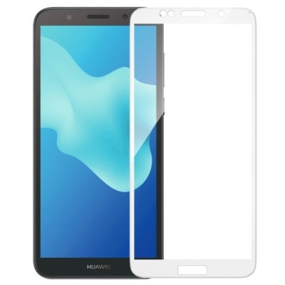 Huawei Y5 2018 (Y5 Prime 2018) „Mocolo“ 9H Tempered Glass sustiprintos apsaugos baltas pilnai dengiantis apsauginis ekrano stikl