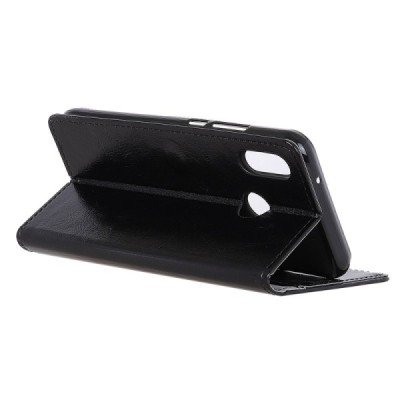 Huawei Honor Play atverčiamas juodas odinis dėklas, knygutė - piniginė / Priedai.lt