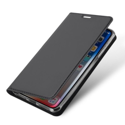 „Dux Ducis“ Skin serijos Apple iPhone Xr pilkas odinis atverčiamas dėklas | Priedai.lt