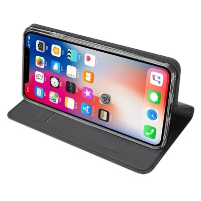 „Dux Ducis“ Skin serijos Apple iPhone Xr pilkas odinis atverčiamas dėklas | Priedai.lt