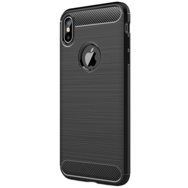 „Carbon“ Kõva silikoon (TPU) kaaned - must (iPhone Xs Max)
