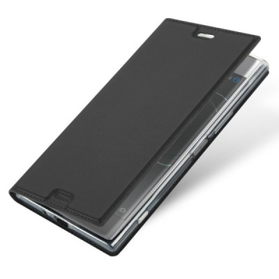 „Dux Ducis“ Skin serijos Sony Xperia XZ Premium (Xperia XZ Premium Dual) juodas odinis atverčiamas dėklas / Priedai.lt