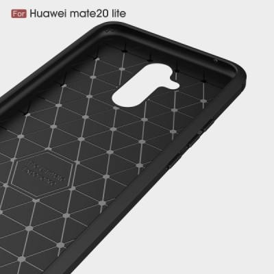 Huawei Mate 20 Lite „Carbon“ kieto silikono TPU juodas dėklas - nugarėlė / Priedai.lt