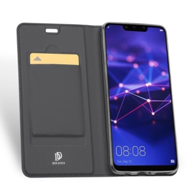 „Dux Ducis“ Skin serijos Huawei Mate 20 Lite juodas odinis atverčiamas dėklas / Priedai.lt