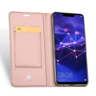 „Dux Ducis“ Skin serijos Huawei Mate 20 Lite rožinis odinis atverčiamas dėklas / Priedai.lt