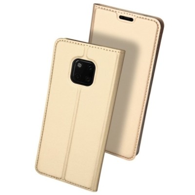 „Dux Ducis“ Skin serijos Huawei Mate 20 Pro auksinis odinis atverčiamas dėklas / Priedai.lt