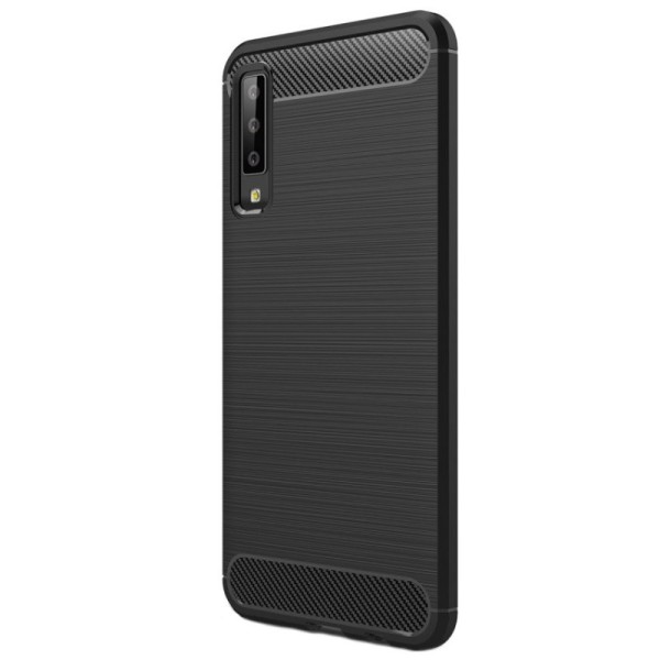 „Carbon“ Kõva silikoon (TPU) kaaned - must (Galaxy A7 2018)