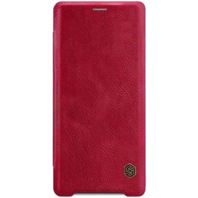 Prabangus „Nillkin“ Qin serijos raudonas odinis atverčiamas Sony Xperia XZ3 dėklas - knygutė / Priedai.lt