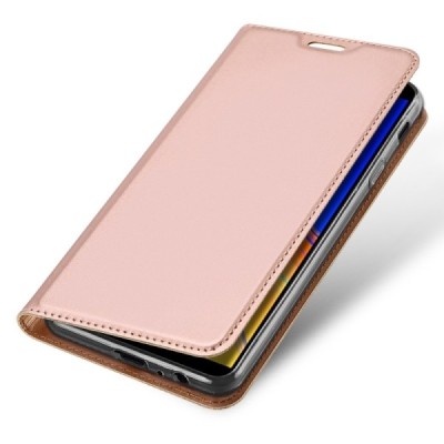 „Dux Ducis“ Skin serijos Samsung Galaxy J4+ rožinis odinis atverčiamas dėklas / Priedai.lt