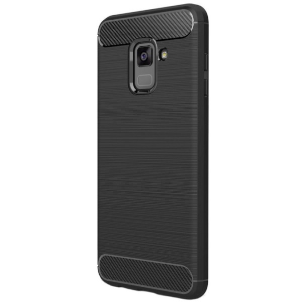 „Carbon“ Kõva silikoon (TPU) kaaned - must (Galaxy A8 2018)