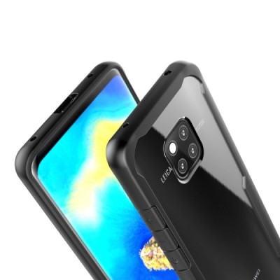 Huawei Mate 20 Pro cocose skaidrus juodos spalvos apvadais kieto silikono (TPU) dėklas / Priedai.lt