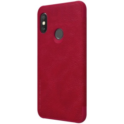 Prabangus „Nillkin“ Qin serijos raudonas odinis atverčiamas Xiaomi Redmi 6 Pro (Mi A2 Lite) dėklas / Priedai.lt