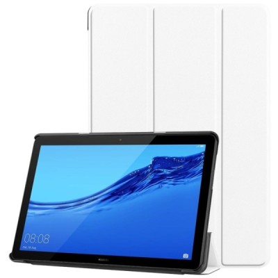 Huawei MediaPad T5 10 atverčiamas baltas odinis dėklas - knygutė / Priedai.lt