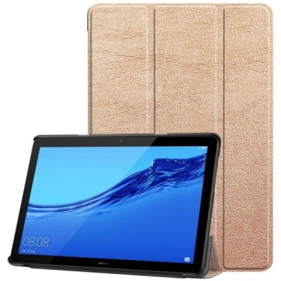 Huawei MediaPad T5 10 atverčiamas auksinis odinis dėklas - knygutė / Priedai.lt