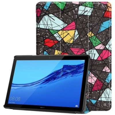 Huawei MediaPad T5 10 atverčiamas spalvotas odinis dėklas - knygutė / Priedai.lt