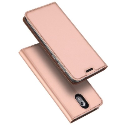 „Dux Ducis“ Skin serijos Nokia 3.1 (2018) rožinis odinis atverčiamas dėklas / Priedai.lt