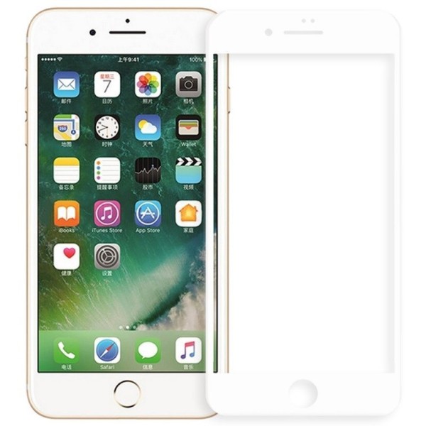 „4D“ 9H Tempered Glass kaitsev ekraaniklaas 0.3 mm - valge (iPhone 7 / 8 / SE 2020 / SE 2022)