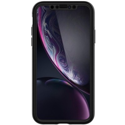 „Spigen“ Thin Fit 360 plastikinis Apple iPhone Xr juodas dėklas - nugarėlė + apsauginis ekrano stiklas / Priedai.lt