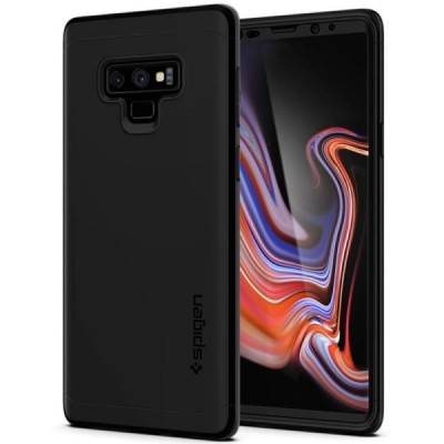 „Spigen“ Thin Fit 360 plastikinis Samsung Galaxy Note 9 (N960F) juodas dėklas - nugarėlė + apsauginis ekrano stiklas / Priedai.l