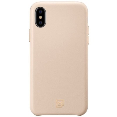 „Spigen“ La Manon Calin Apple iPhone X (iPhone Xs) smėlio spalvos odinis dėklas - nugarėlė / Priedai.lt