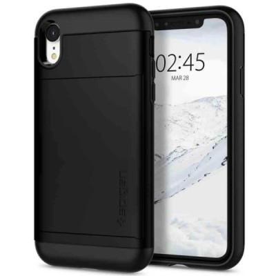 „Spigen“ Slim Armor CS Apple iPhone Xr juodas kieto silikono dėklas / Priedai.lt