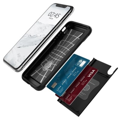 „Spigen“ Slim Armor CS Apple iPhone Xs Max juodas kieto silikono dėklas / Priedai.lt